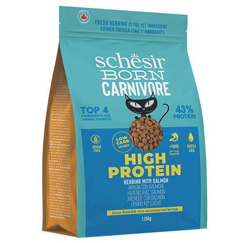 Schesir Born Carnivore Somonlu ve Ringa Balıklı Tahılsız Kedi Maması 255 Gr