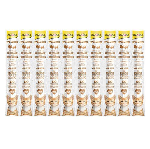 Gimcat Hindi ve Tavşan Etli Tahılsız Kedi Ödül Çubukları 10 Parça 5 Gr x 10 Adet (50 Gr)
