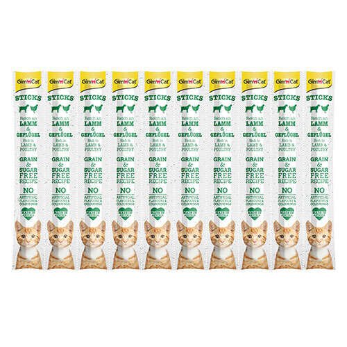 Gimcat Kuzu ve Tavuklu Tahılsız Kedi Ödül Çubukları 10 Parça 5 Gr x 10 Adet (50 Gr)