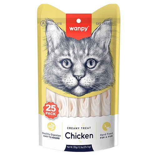 Wanpy Creamy Treat Tavuklu Likit Creamy Kedi Ödülü 25Li Paket (25 x 14 Gr)