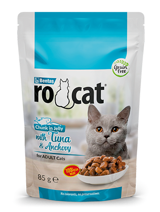 Rocat Yetişkin  Ton Balıklı & Hamsili  Jöle İçerisinde Parça Etli  85 g